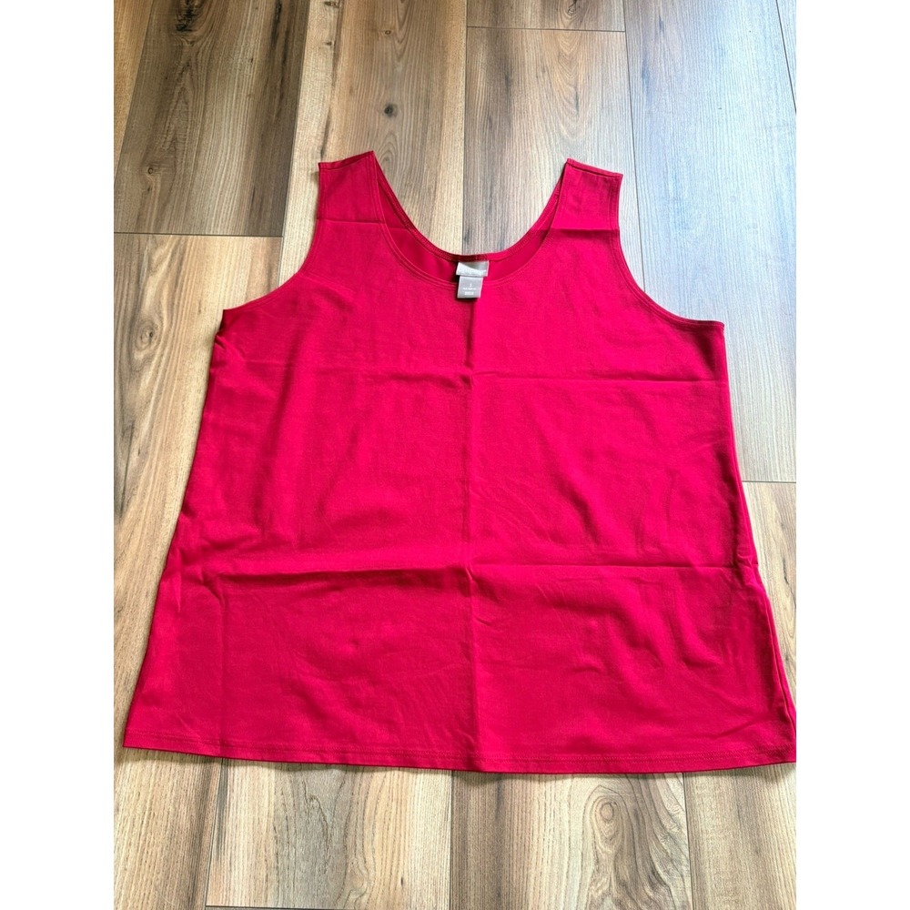 Chico's Tank Top Red Sz 3 Or XL Nylon Spandex Stretch Soft Shirt Summer Casual